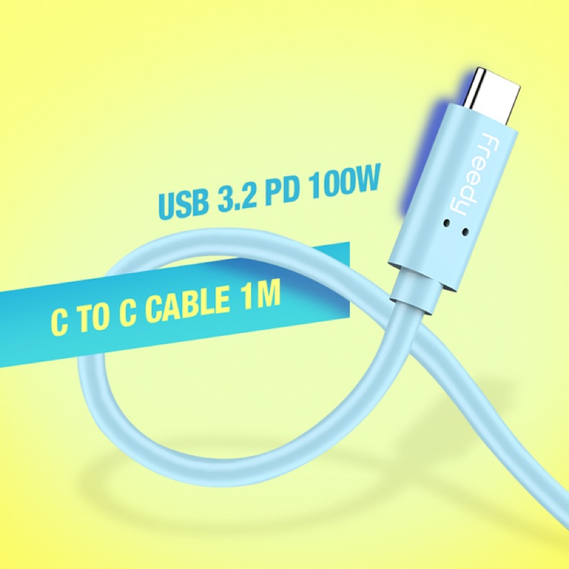 프리디 초고속케이블 CtoC USB 3.2 GEN2 PD100W 1M 갤럭시 맥북충전 블루컬러