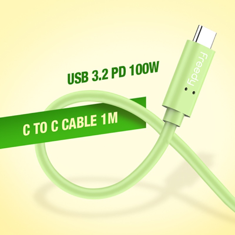 프리디 초고속케이블 CtoC USB 3.2 GEN2 PD100W 1M 갤럭시 맥북충전 그린컬러