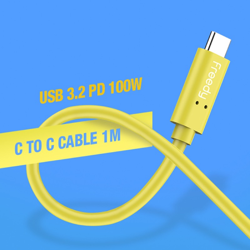 프리디 초고속케이블 CtoC USB-3.2 GEN2 PD100W 1M 맥북충전 옐로우